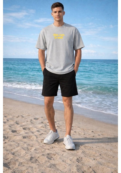 Alexander Gardi Bisiklet Yaka 3d Puf Baskılı Oversize T-shirt Gri