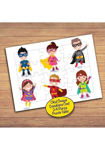 Süper Minik Kahramanlar Çocuklara Özel Puzzle Yapboz Tablo-237pz
