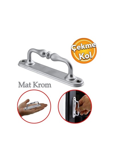 Tr Küçük Kıvrık Çekme Kolu Sürgülü Kapı Tutma Kulpu Kulbu Tutamağı Kol Mat Krom Renk 12 Cm İki Vidalı