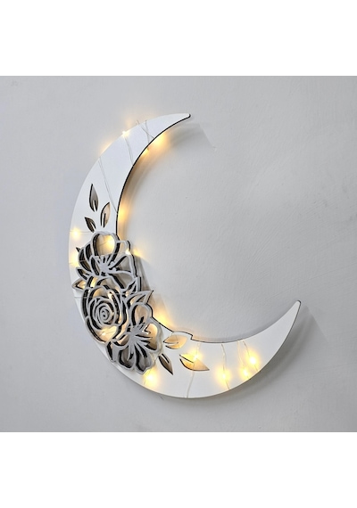 Moon Flower Gümüş - Led Işıklı Duvar Dekoru
