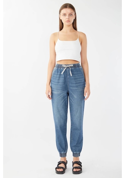 Kadın Lastikli Jogger Pantolon Koyu Mavi 001