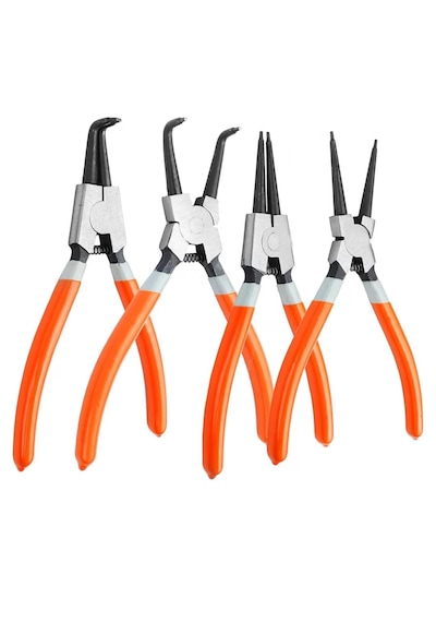 Profesyonel 4'lü Segman Pensesi Seti İç Dış Eğri Düz Uçlu Yaylı Pense Takımı 18 Cm 4 Lü Set