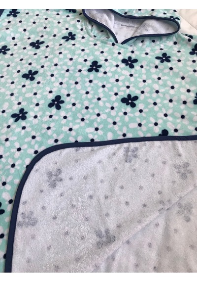 Çicek Unisex Mavi Sevimli Yaş Plaj Havlusu Panço