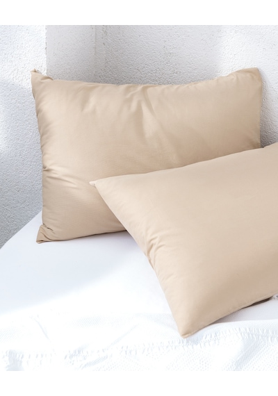 Madame Coco Manon %100 Pamuk Ranforce Düz Yastık Kılıfı Seti - Koyu Bej - 50x70 Cm 8684427294239 Çok Renkli