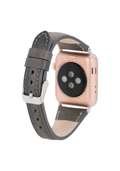 Bloomband Signature Stone Gray Leather Apple Uyumlu Watch Band - 44/45/46/49mm