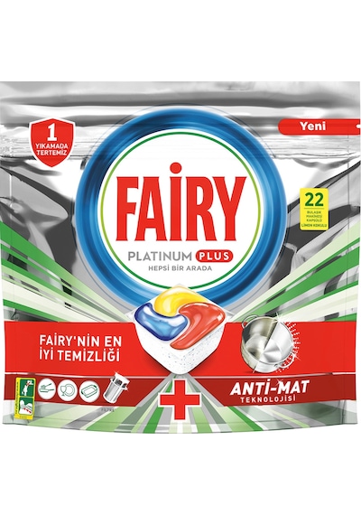 Fairy Platinum Plus Limon Kokulu 22 Yıkama Bulaşık Makinesi Deterjanı Tableti - Kapsülü