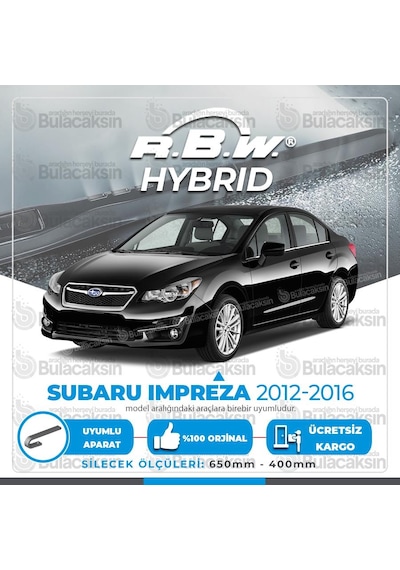 Rbw Hybrid Subaru İmpreza 2012-2016 Ön Silecek Takımı - Hibrit