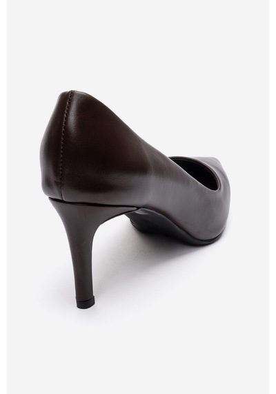 Luvi Shoes Clyde Kahverengi Cilt Hakiki Deri Kadın Topuklu Ayakkabı Kahve Cilt