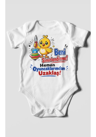 Morivokids Beni Sinirlendirme Mesajlı Kısa Kollu Bebek Body %100 Pamuk Beyaz
