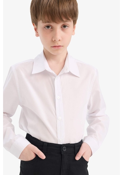 Defacto Erkek Çocuk Polo Yaka Poplin Uzun Kollu Gömlek Y1302a625auwt36 Beyaz