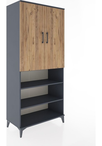 Hyperion Dolap 4 Raflı 2 Kapaklı Tek Askılı 88x44x195 Antrasi... Antrasit