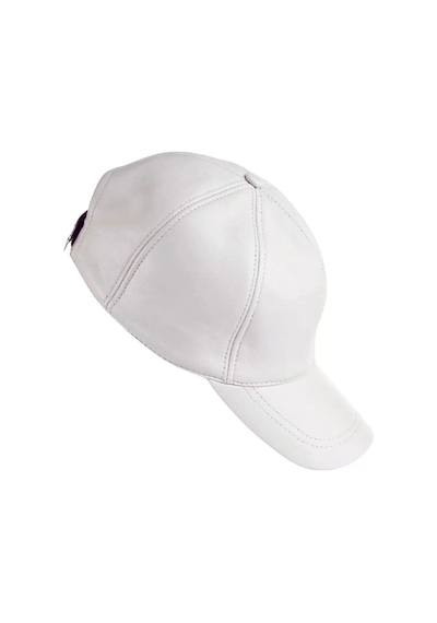 Twingold İsme Özel Kep Şapka - %100 Deri - Ab01012 - Beyaz Beyaz
