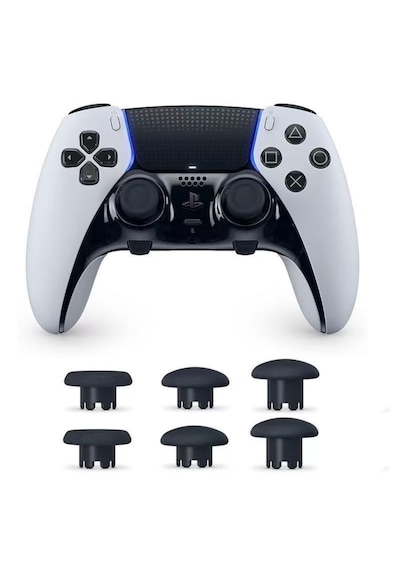 Ps5 Edge Uyumlu Profesyonel 6'sı 1 Arada Değiştirilebilir Analog Topuz Seti - Farklı Boyut Ve Yüzey Seçenekli Joystik Mantar Başlık Siyah