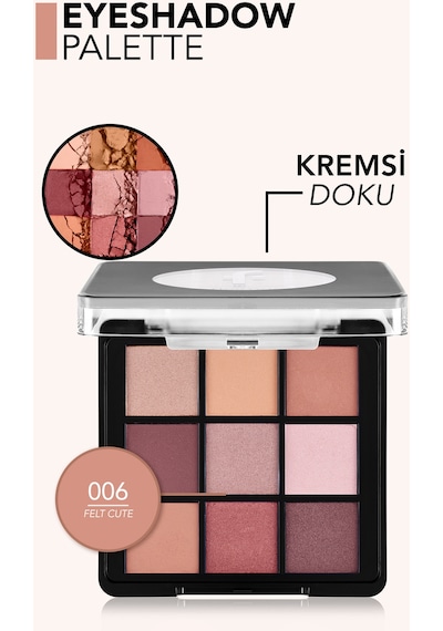 Kremsi Dokulu & Mat Bitişli/ışıltılı 9'lu Kompakt Göz Farı Paleti 8682536121163 006feltcute