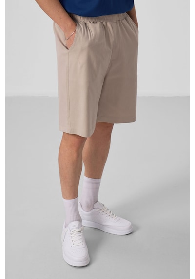 Tommylife Taş Standart Fit Dokuma Hafif Esnek Chino Şort - 81290 Taş