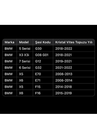 Bmw X6 E71 Kristal Vites Topuzu 2008-2014 Kristal