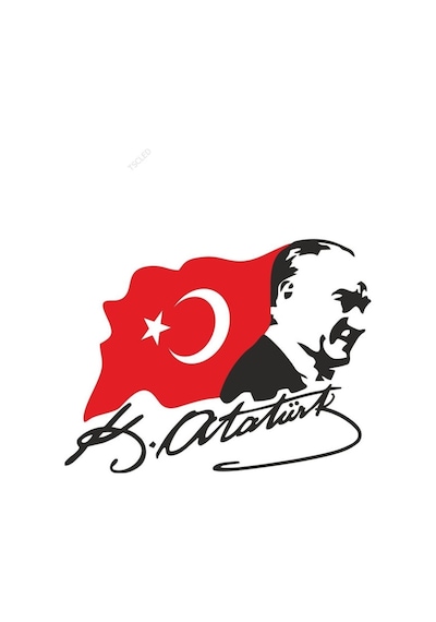Mustafa Kemal Atatürk Ve Türk Bayrağı Sticker 18Cm