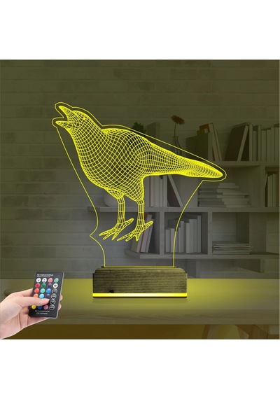Luvivia Karga Kuş 3d Lamba - Masa Gece Lambası Şeffaf