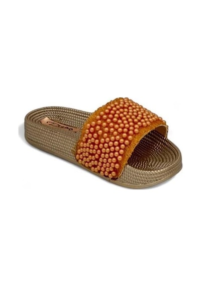 Pienn 20037-006 Anatomik Fashion Taşlı Kadın Terlik Bronz