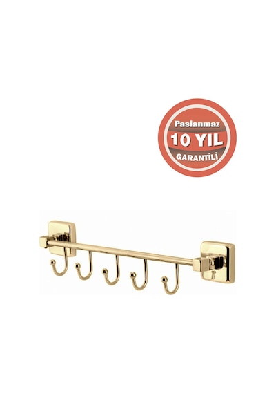 Çelik Banyo Paslanmaz Pirinç Kumru 5'li Askılık Havluluk Banyo Askısı Altın Gold Gold