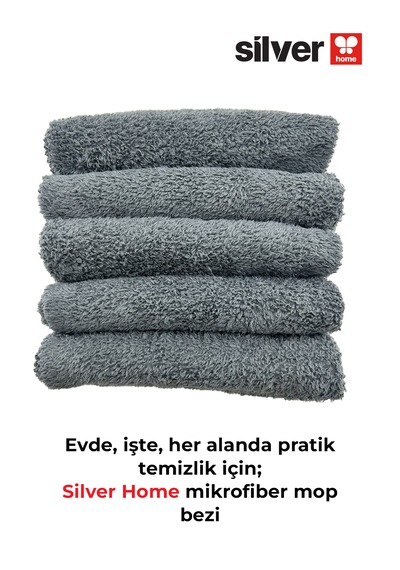 Mikrofiber 5 Adet Mandallı Mop Uyumlu Süper Emici Lazer Kesim Yoğun Dokulu Yedek Mop Bezi Antrasit