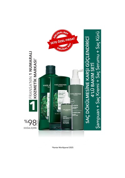Yves Rocher Saç Dökülmesine Karşı Güçlendirici 4'lü Bakım Seti-şampuan 300 Ml&krem 200 Ml&serum 50 Ml&kür 195 Ml