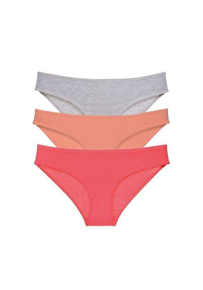 Royaleks 3 adet Süper Eko Set Likralı Kadın Slip Külot Gri Pudra Fuşya RYL-EKO3025 Gri