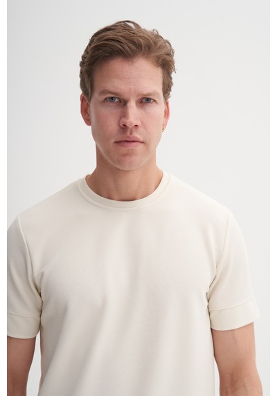 Cazador Slim Fit Erkek Premium Spor Basıc İnce Tshirt 42020 Bej