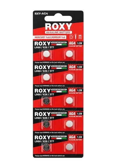 Roxy Ag4 Lr66 626 377 1.5v Alkalin Düğme Saat Pili 10 Lu Blister Paket