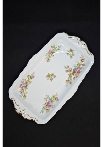 Moss Rose Kusursuz Antika Porselen Tepsi 30x18 Cm Pembe