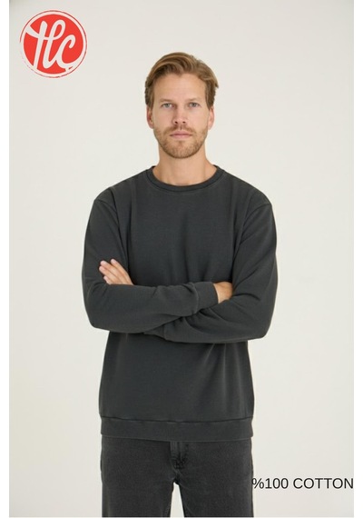 Kly Unisex Relax Fit Rahat Kesim %100 Pamuklu Yumuşak Dokulu Şardonsuz Bisiklet Yaka Sweatshirt Füme Kly Unisex Relax Fit Rahat Kesim %100 Pamuklu Yumuşak Dokulu Şardonsuz Bisiklet Yaka Sweatshirt Füme