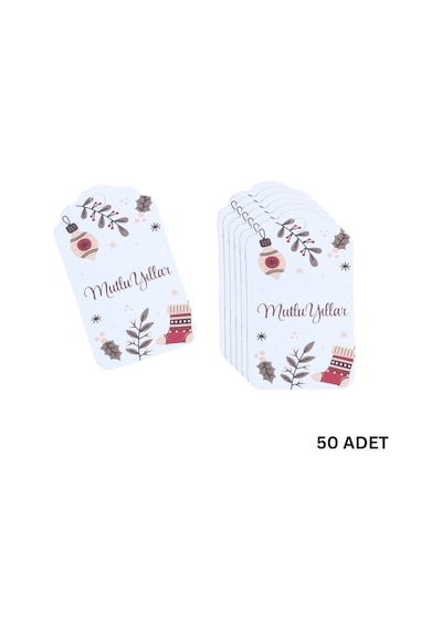 Yılbaşı Mutlu Yıllar Yazılı Hediye Etiketi, Çorap Temalı Paketlem