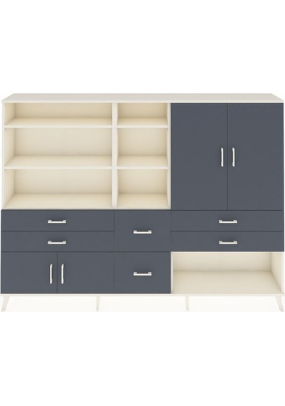 Arges Dolap 10 Raflı 6 Çekmeceli 4 Kapaklı 220x30x163 Aytaşı-antr Aytaşı-antrasit
