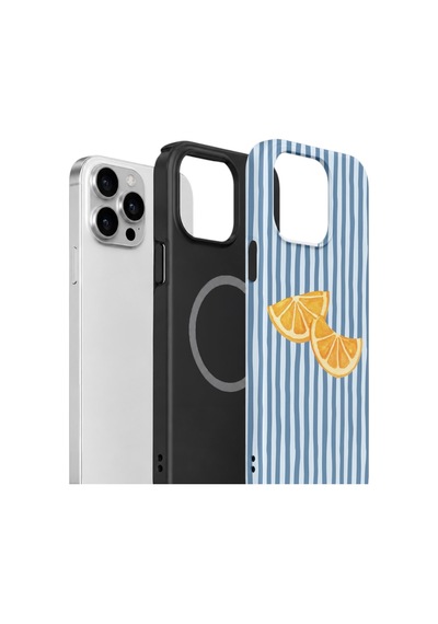 Apple iPhone Uyumlu 15 Pro Vorian Çift Katmanlı Kılıf Blue Orange Slices