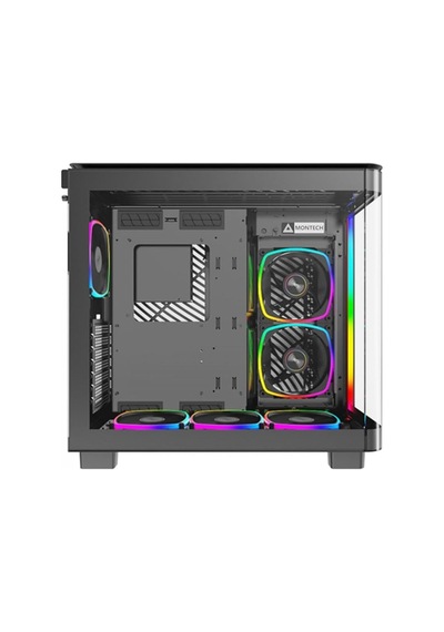 Kıng 95 Pro Siyah Orta Kule Çift Bölmeli Kasa 6 Argb Fand İle 10 Port Argb Hub