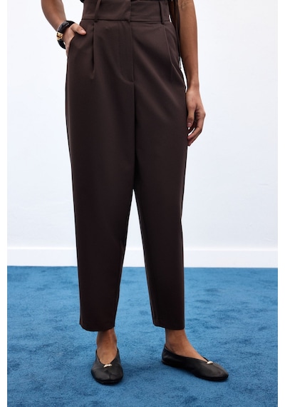 Sateen Lena Havuç Pantolon - Kahve-136960 Kahve