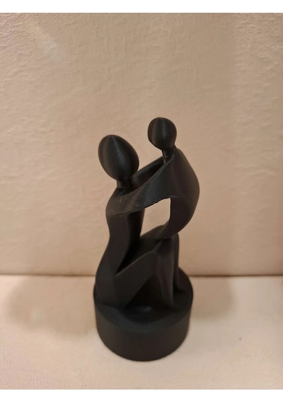 Anne Ve Bebek Ev Masüstü Dekoratif Hediyelik Obje Siyah Renk 14cm