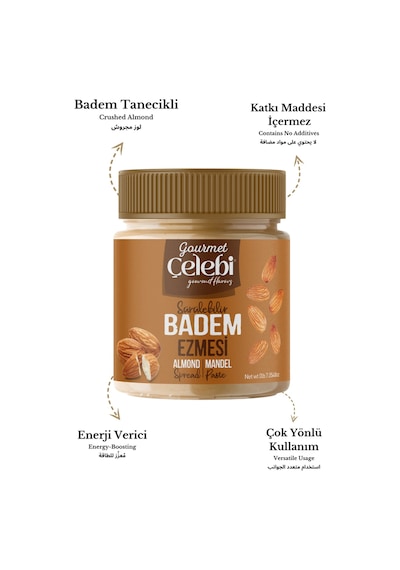 Badem Ezmesi 200gr - Kahvaltılık Sürülebilir Badem Ezmesi %50 Gerçek Badem Oranı