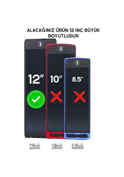 Çizim Tableti 12inç Eğitici Çocuk Tableti Grafik Tablet Dijital Kalemli Ekran Yazı Tahtası Kırmızı
