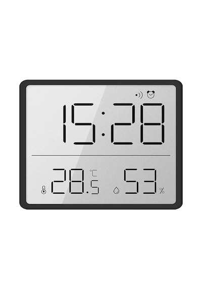 Hpytech Mıknatıslı Dijital Mini Saat Lcd Ekran, Sıcaklık Ve Nem Siyah