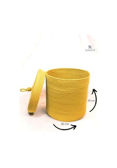 Mavaux Çok Amaçlı,kapaklı 30cm-30cm Büyük Boy, Sepet, Jüt, Hasır, Dokuma Sepet, Düzenleyici Jüt