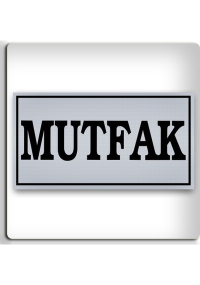 Mutfak - Yönlendirme Levhası - Kendinden Yapışkanlı Metalik Gümüş Gri Tabela 8x15 Cm