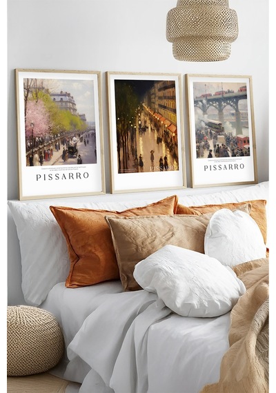 Huhuli Ahşap Çerçeveli Camille Pissarro Tablo Seti Huhu553