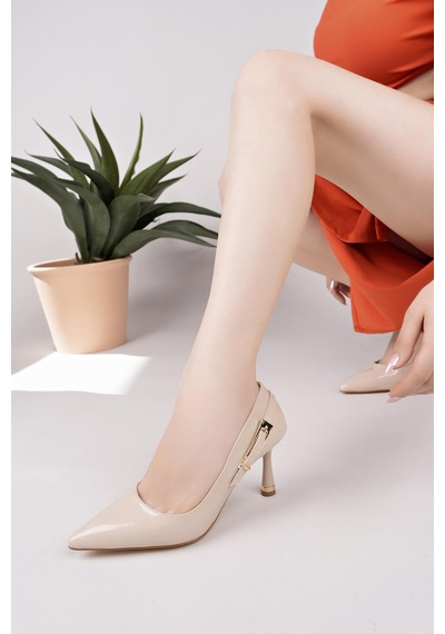Ay Mood Aymood Ten Rugan Yandan Gold Tokalı Günlük Şık Stiletto C Ten Rugan