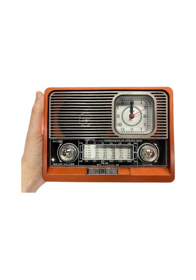 Nostalji Bluetooth Hoparlör Led Işıklı Saatli Fm Radyolu Sd Kart Ve Usb Girişli Şarjlı Hoparlör Ahşap - 603502617