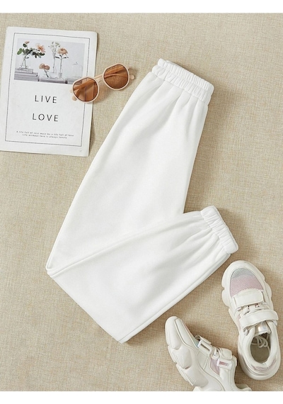 Kadın Beyaz Oversize Eşofman Altı - Unisex Beyaz