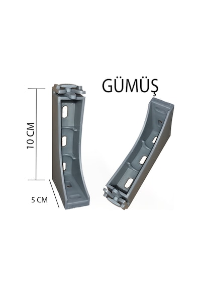 Perdemix Dekoratif Ray Montaj Aparatı Uzun Ayak 10 CM 4 Adet Gümüş