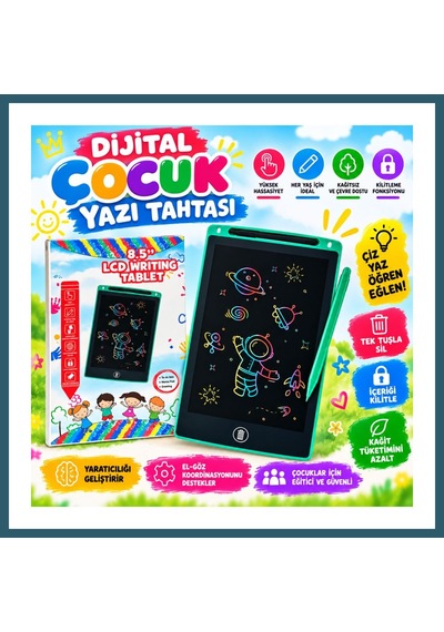 Bezos Tg-4022-833 Dijital Çocuk Yazı Tahtası Ob Çok Renkli