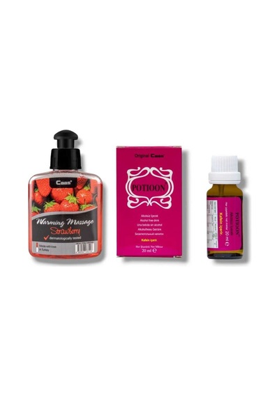 Caas Çilek Aromalı Isıtıcılı Cinsel Masaj Yağı 100 Ml + Potıoon Kadınlara Özel Damla