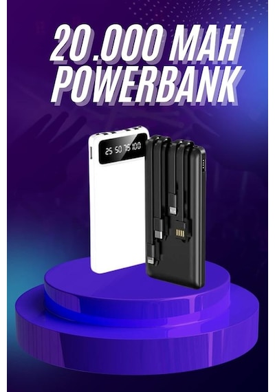 Powerbank 20.000 Mah Hızlı Şarj Özellikli Tnabilir Semeglbl - 81 Usb Girişli Çok Renkli
